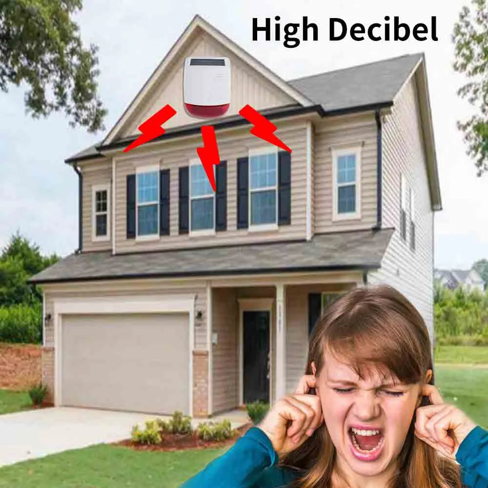 433Mhz High Decibel Outdoor Solar Wireless Siren Loudspeaker Waterproof Strobe For Smart Home Security Burglar Alarm System