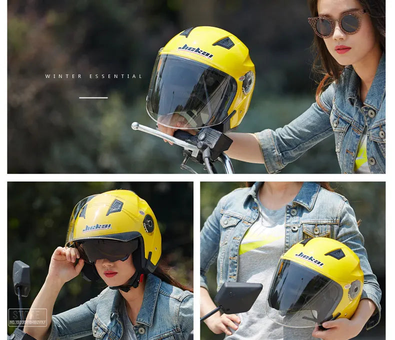 Motorbike Casco Go Kart Scooter Motor Van Motorcycle Dual Lens Vintage Helmets Four Seasons Racing Half Helmets Casque Helmet