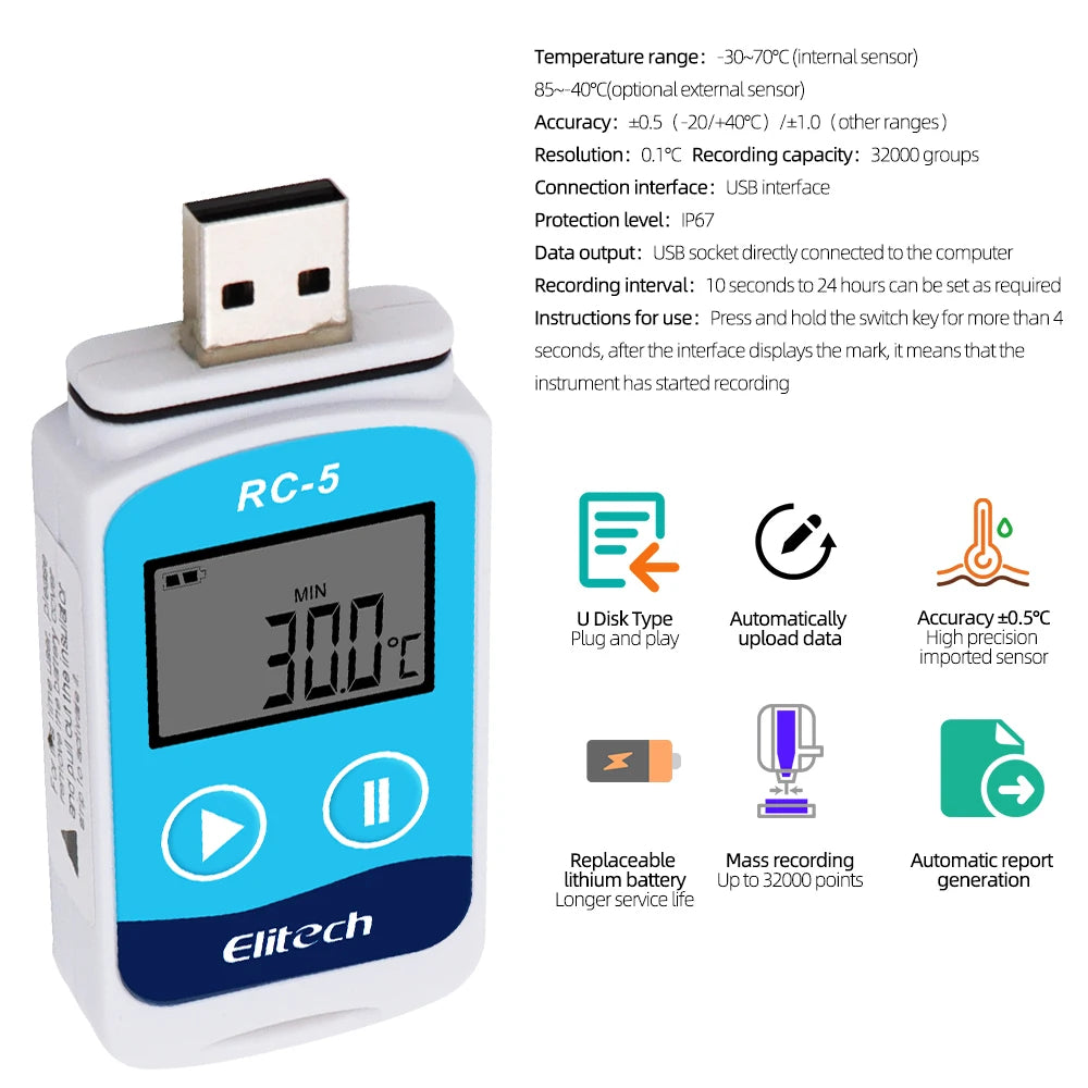0|Journaliseur de données de température USB avec options de modèle