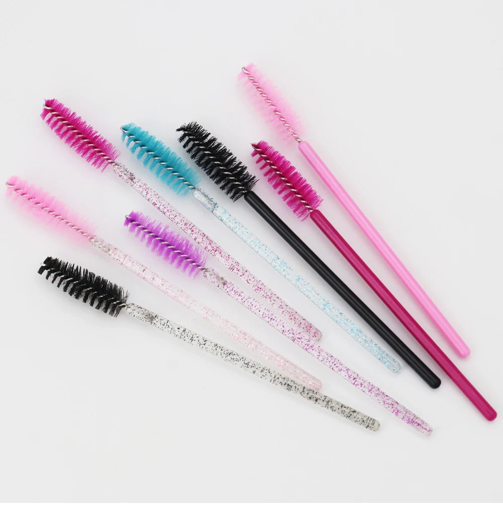 ANNAFRIS 50Pcs Disposable Eyelash Brush Soft Head Crystal Eyebrow Brush Lash Extension Brush Mascara Wand Makeup Tool