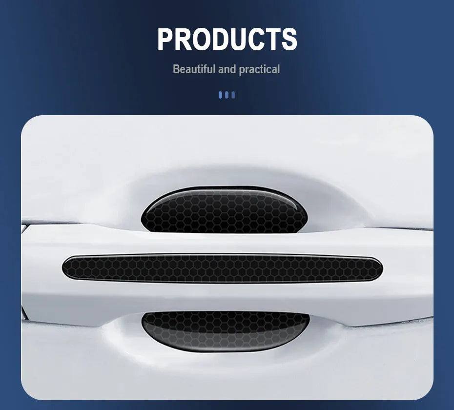 SEAMETAL Car Sticker Door Handle Protective Film with Reflective Trim Sticker Door Bowl Protector Anti-Scratch Protection Guard