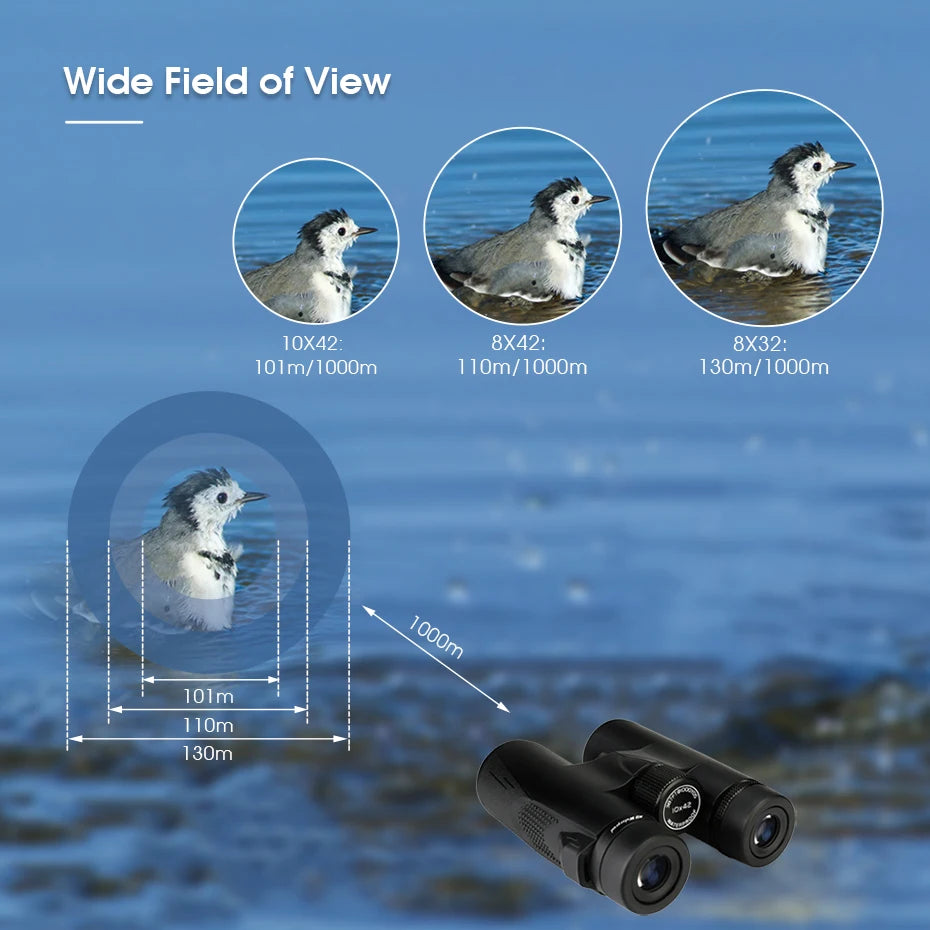 SV47 Waterproof Binoculars 8x/10x Wide View for Birdwatching & Travel