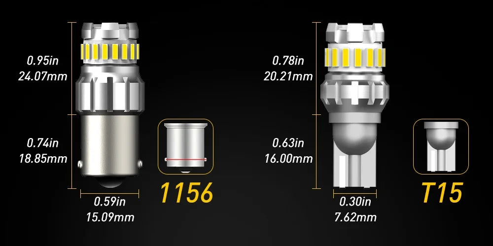 2Pcs 1200LM Canbus T15 P21W 1156 BA15S LED Bulb For Skoda Superb Octavia 2 2011 2012 2013 Kia Rio Daytime Running Light DRL Lamp