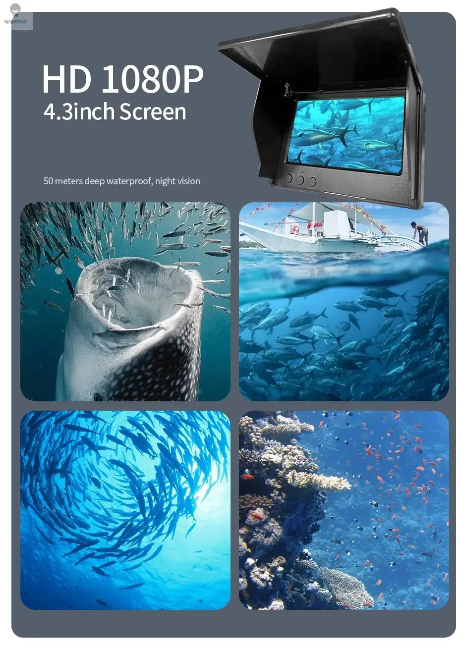 HEERAK Portable Fish Depth Finder Water Handheld 1080P 4.3 Inch LCD Fish Finder Underwater 220° Fishing Camera With Night Vision Spy-shop.com