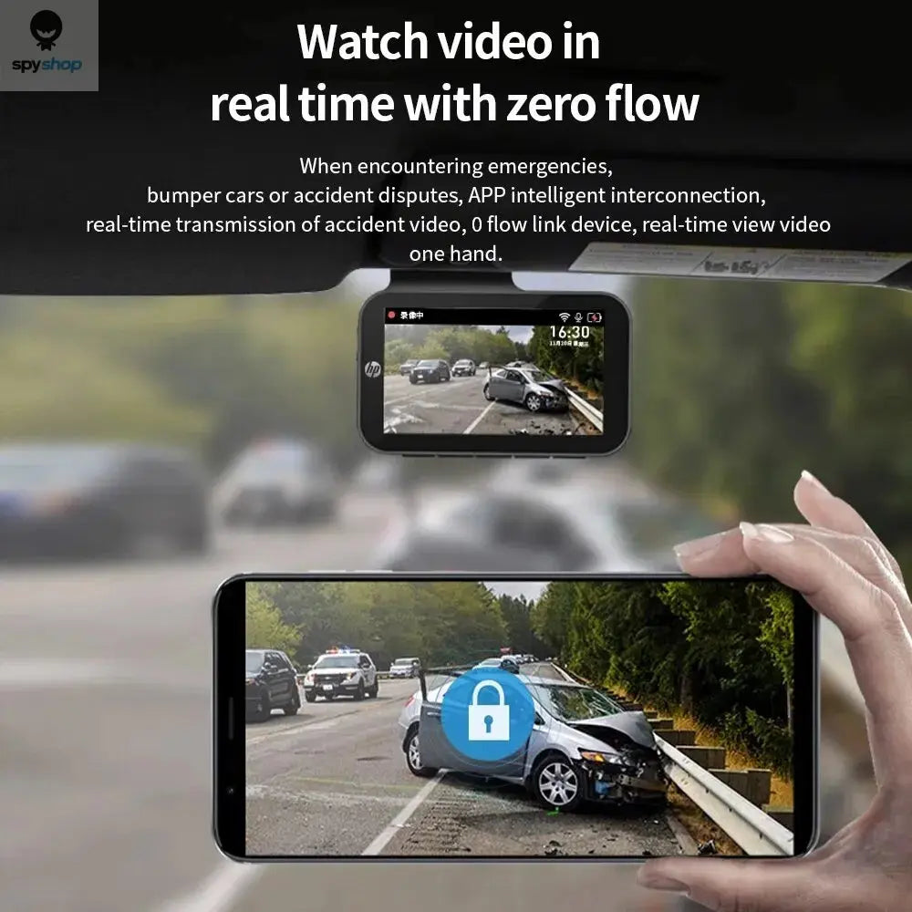 HP car camera dash cam camera 2k HD night vision WiFi DVR video loop video parking monitoring car dashcam auto Spy-shop.com