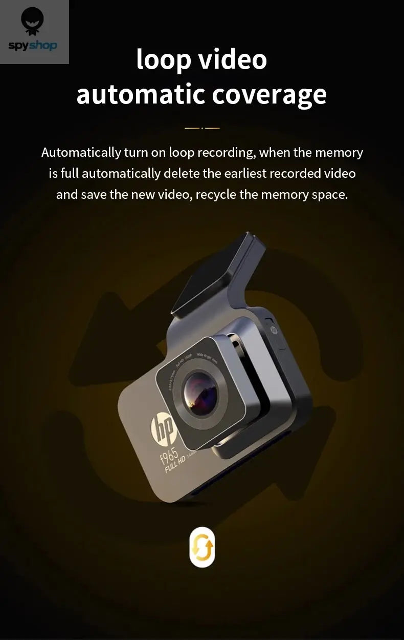 HP car camera dash cam camera 2k HD night vision WiFi DVR video loop video parking monitoring car dashcam auto Spy-shop.com
