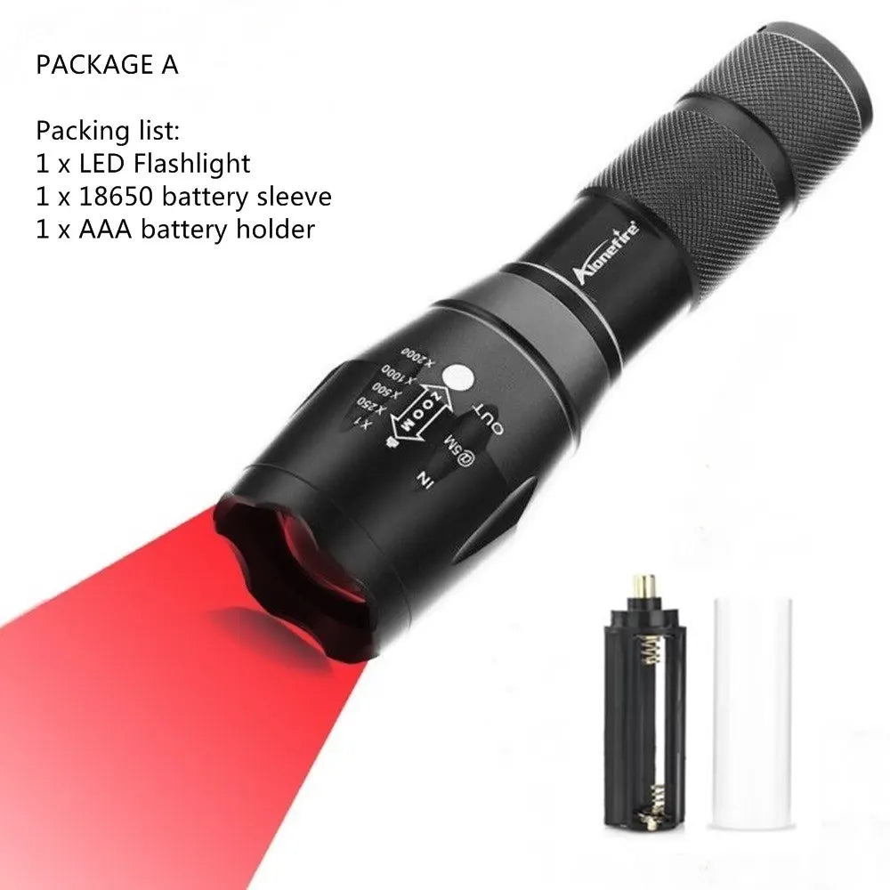 E17 Red-Light Zoom Flashlight