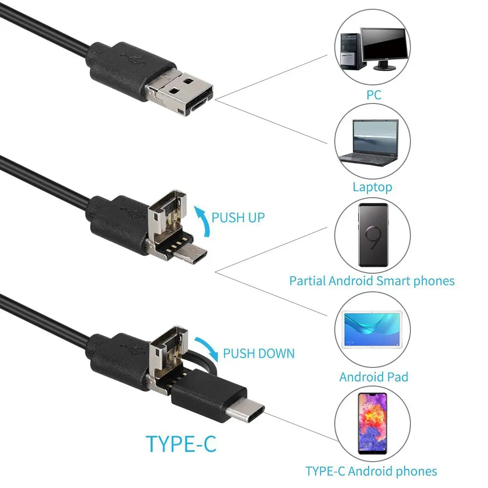 8mm 1080P HD USB Endoscope Camera with 8 LED Flexible Cable