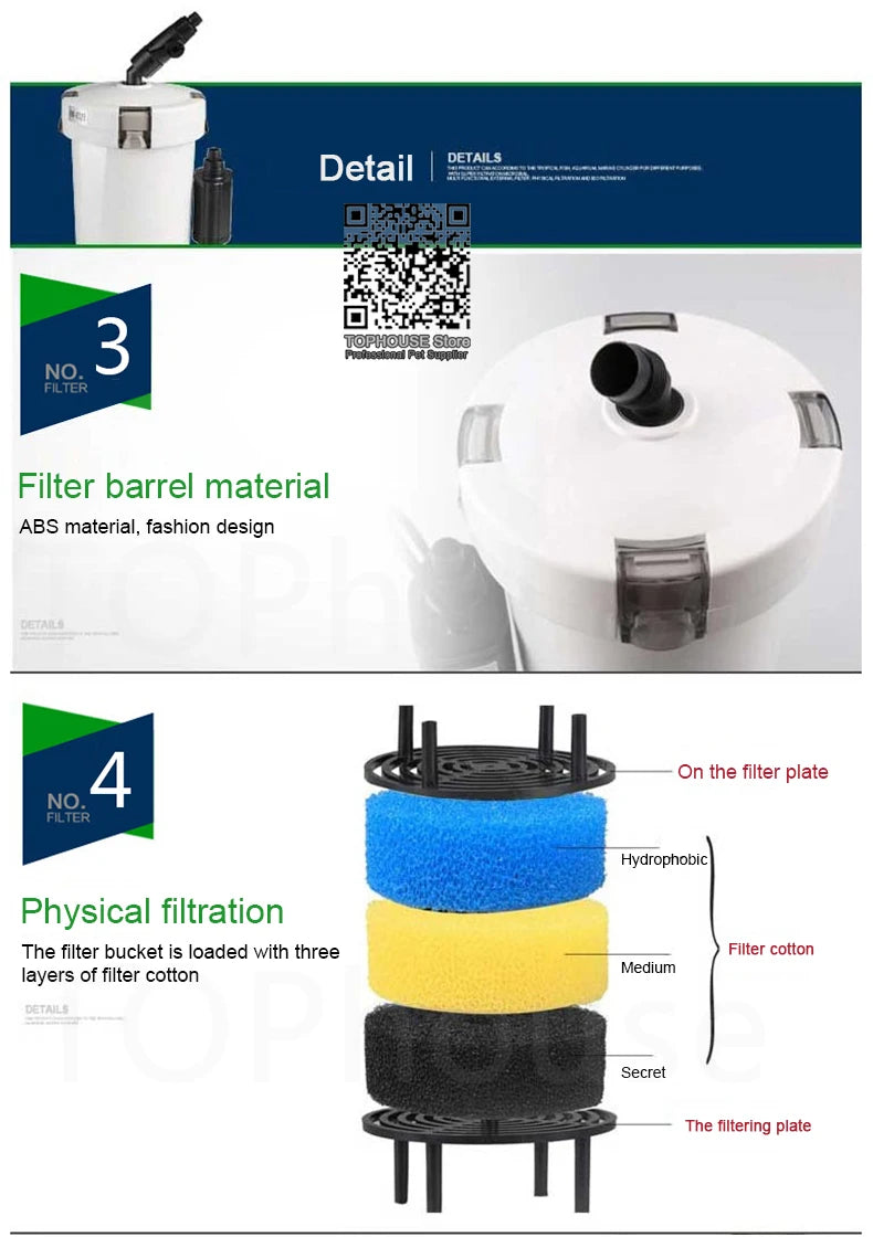 Ultra-Quiet Transparent Aquarium Filter Bucket