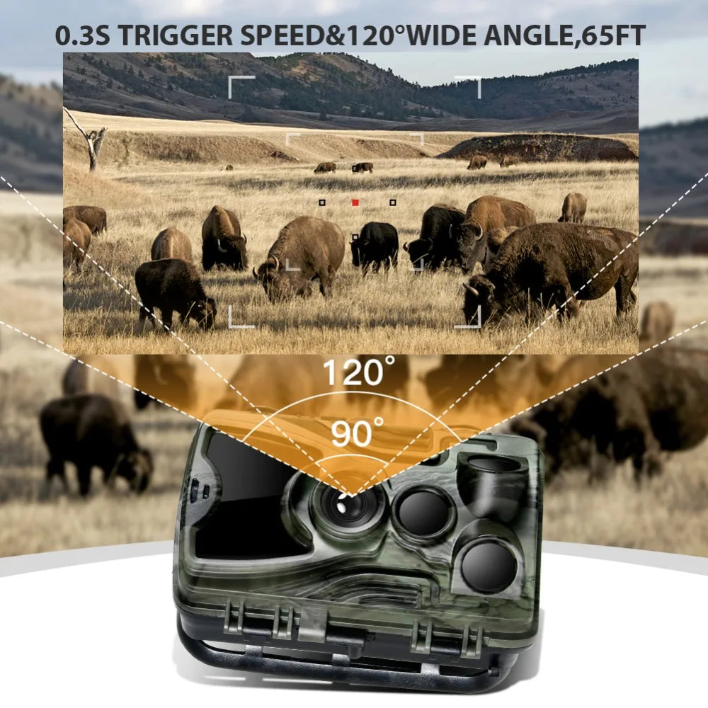 Noapte 1080P Cameră de urmărire vânătoare 20MP HC801A-LI cu baterie litiu 5000mAh, captură foto sălbatică