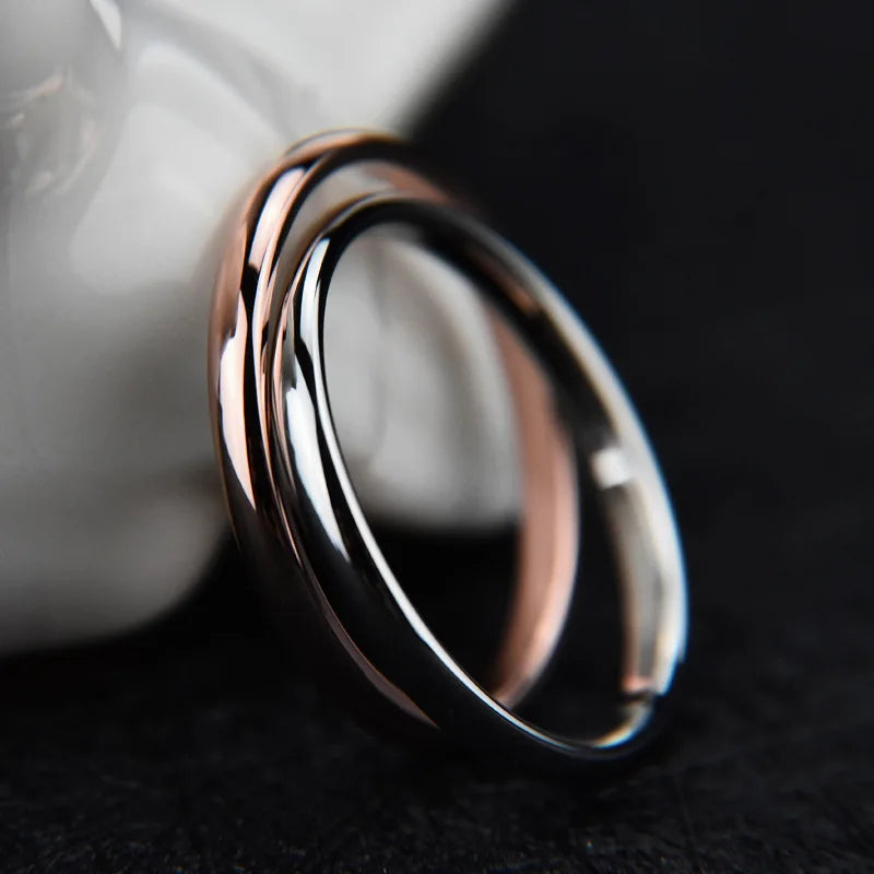 Stainless Steel Wedding Rings with Smooth Gold Finish