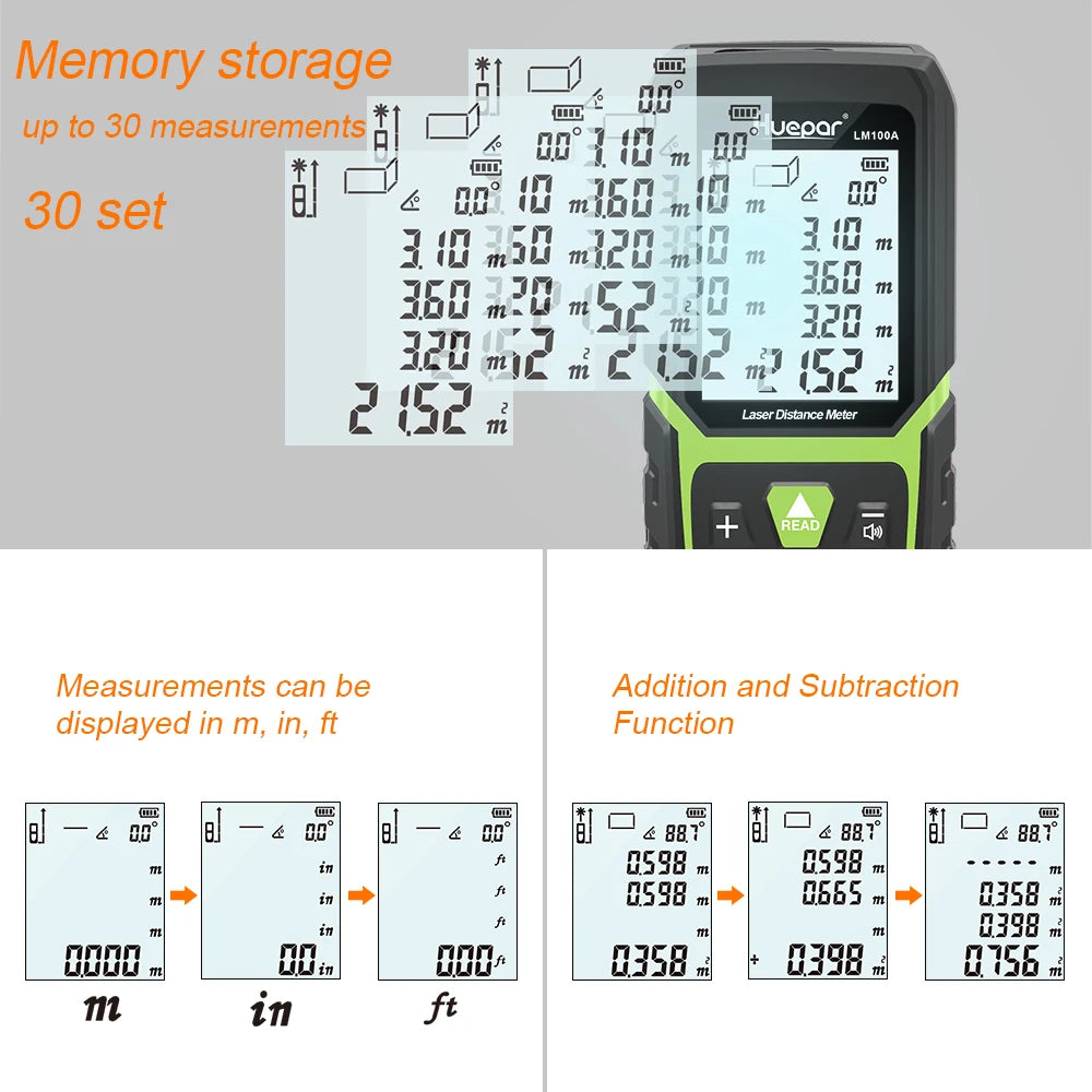 Rechargeable Laser Distance Meter with Angle Sensor