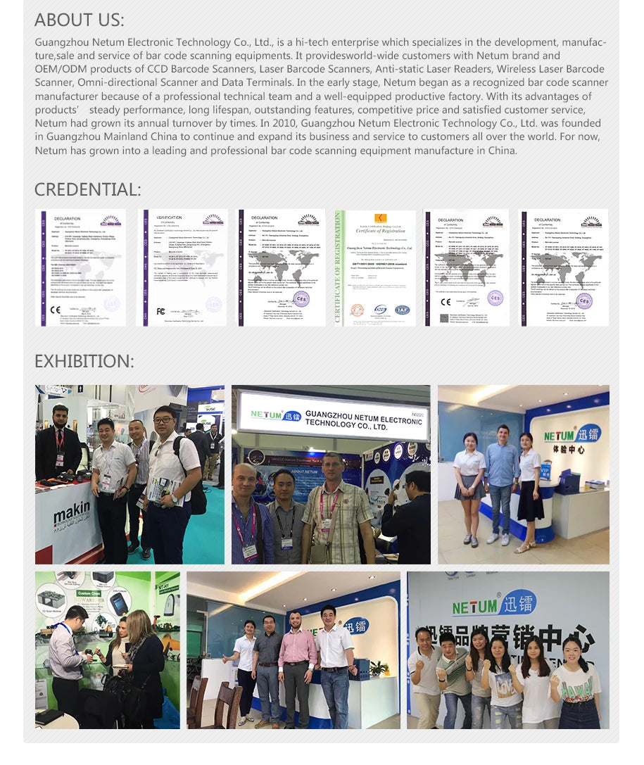 NETUM L8BL Blueooth Wireless 2D Barcode Scanner and L5 Wired QR Barcode Reader PDF417 Automatic Sensing for Pos Scanning