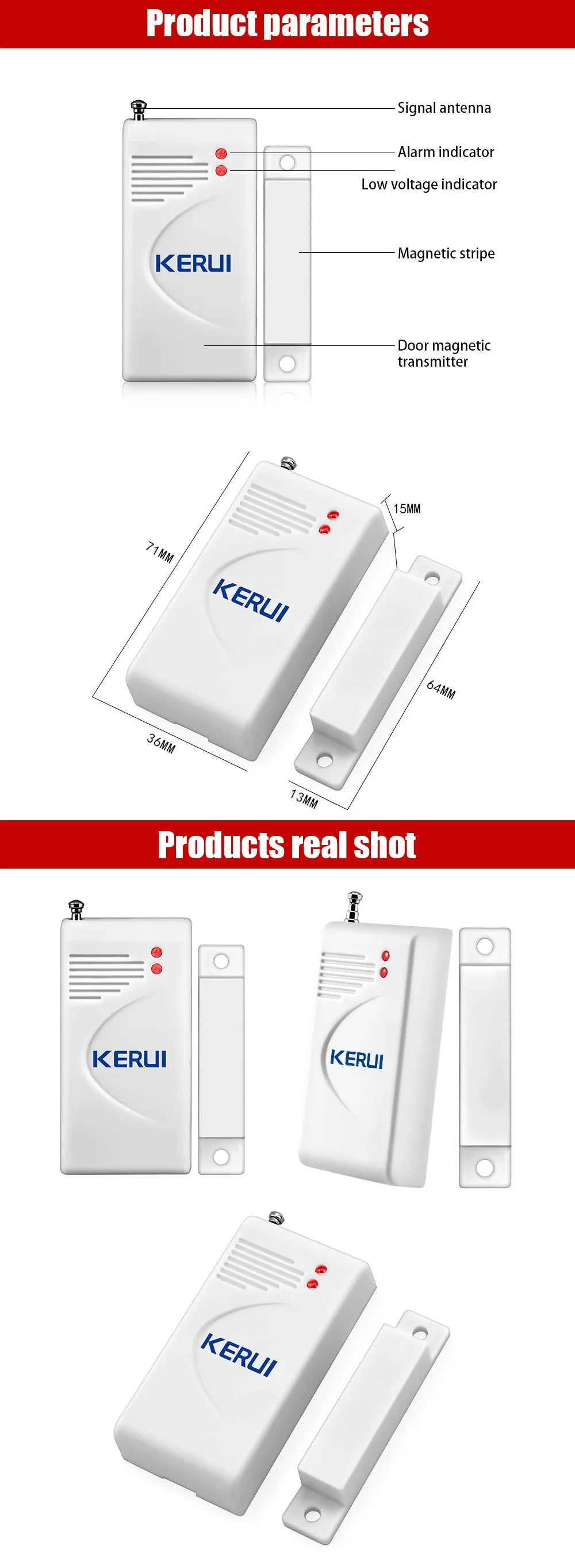 433MHz Wireless Door Window Sensor for Alarm Systems