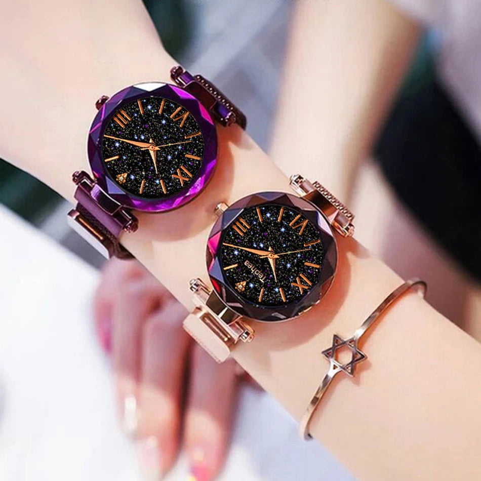 Reloj Mujer Luxury Starry Sky Women Watches Magnetic Mesh Belt Band Watch Women's Fashion Dress Wristwatch Zegarek Damski