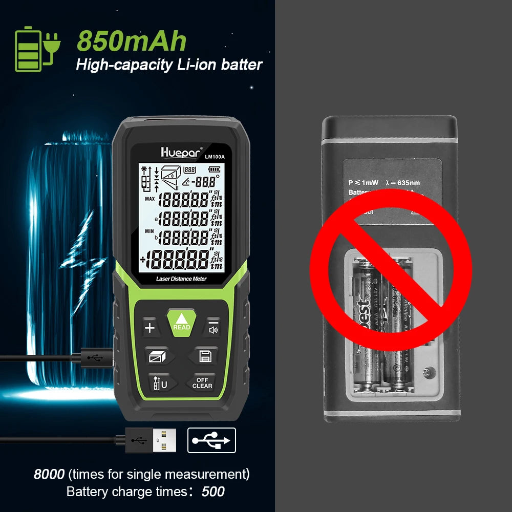 Rechargeable Laser Distance Meter with Angle Sensor