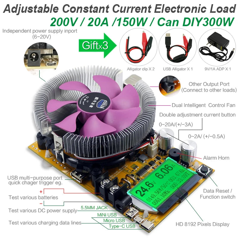 Teste de carga eletrónica DC ajustável