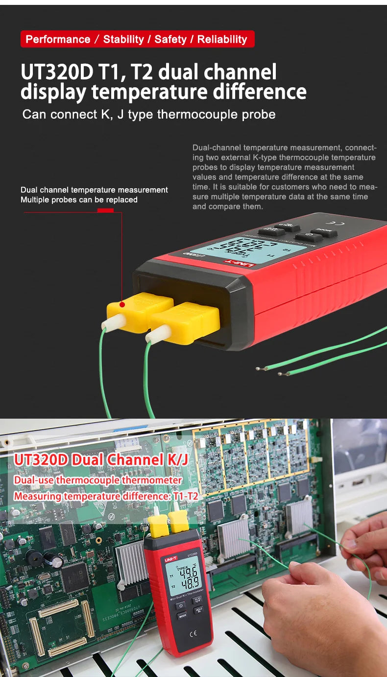 UT320A and UT320D Contact Thermometer Options