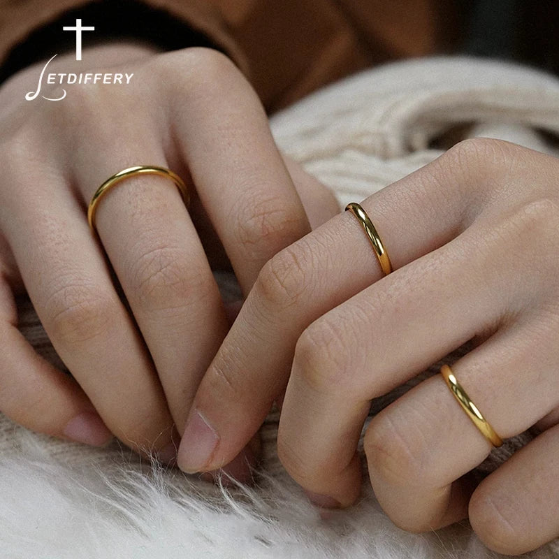 Stainless Steel Wedding Rings with Smooth Gold Finish