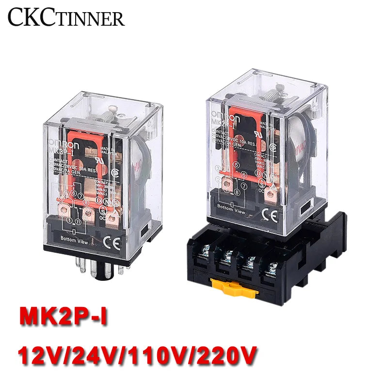 Relé eletromagnético MK2P de 8 pinos com base PF083A