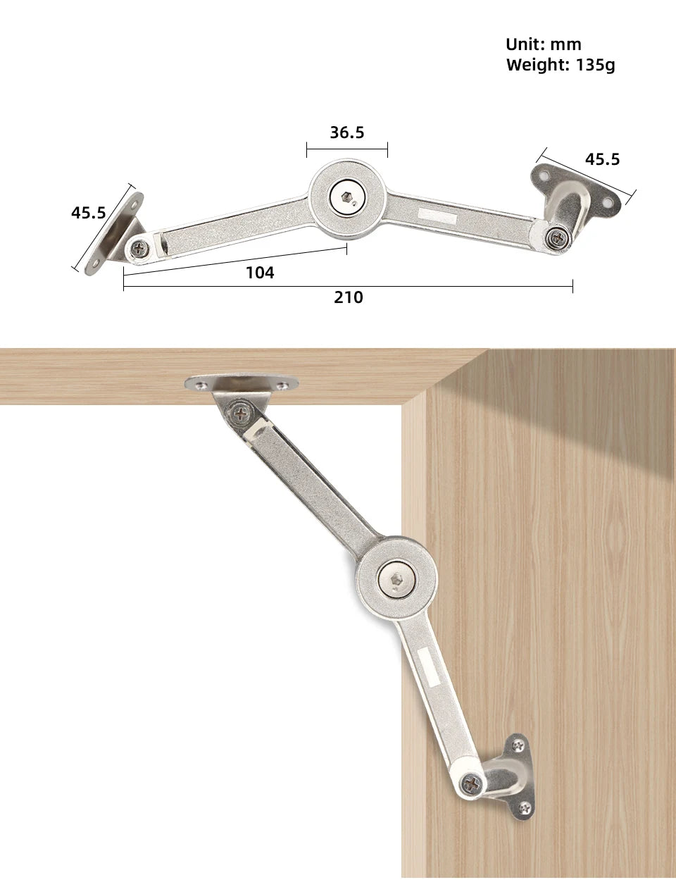 Adjustable Lift-Up Cabinet Door Support Hinge
