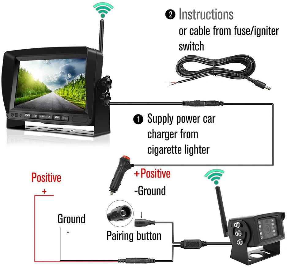 Monitor DVR de Caminhão Sem Fios GreenYi 1280x720 Alta Definição AHD 7" Visão Noturna Gravador de Ré Câmera Wifi para Autocarro e Carro