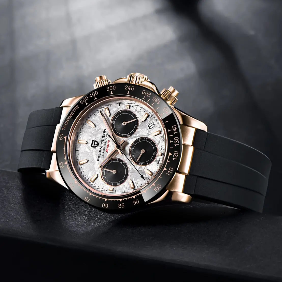 Meteorite Dial Men's Luxury Quartz Chronograph Watch