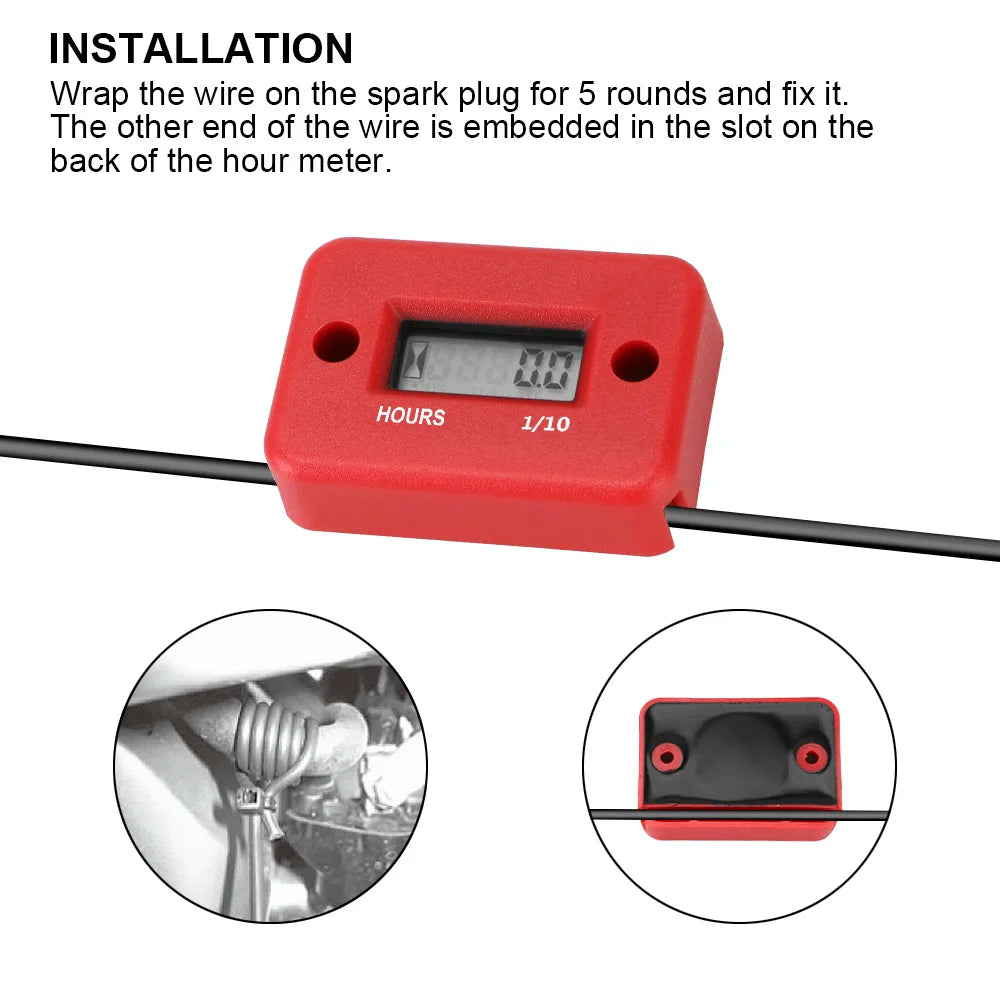Tachometer 100-30000 RPM Meter Gauge Digital Tach Hour Tester Motorcycle Accessories for ATV Lawn Mower 2/4 Stroke Electric Saw