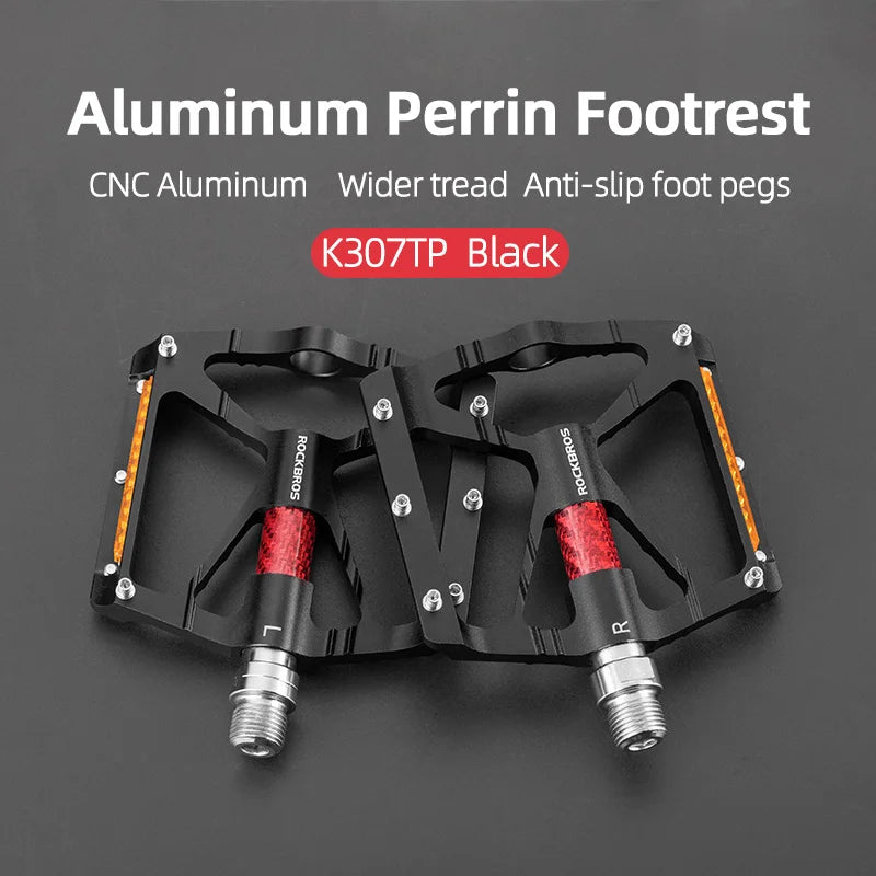 Aluminum Alloy Bike Pedals with Non-Slip Grip & Reflective Safety