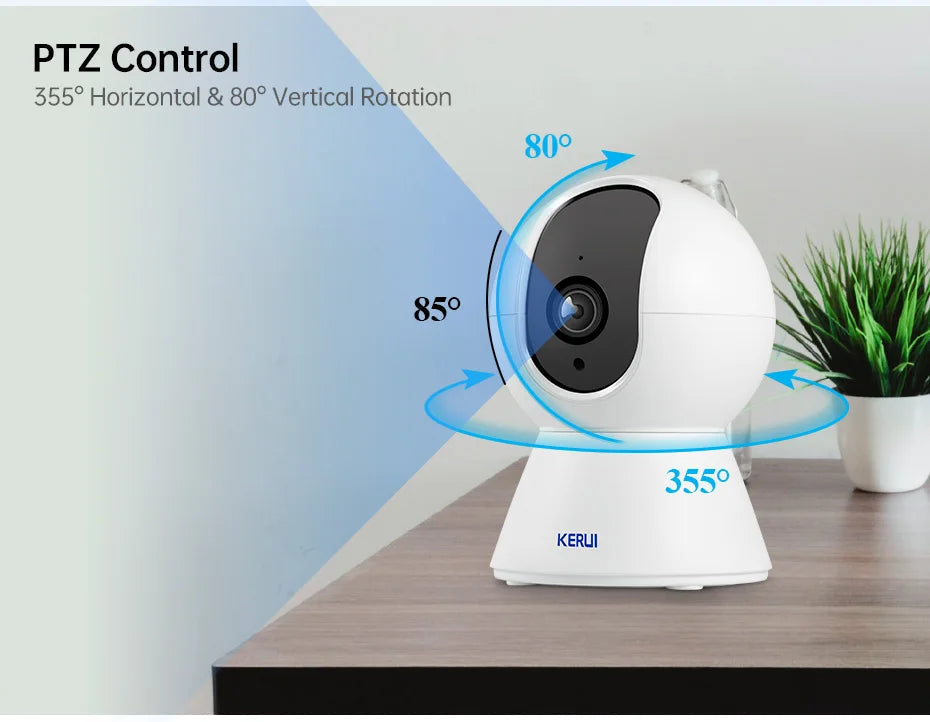 KERUI Mini Indoor Wireless 5MP Tuya Smart WiFi IP Camera Home Security CCTV Surveillance Camera With Auto Tracking Onvif