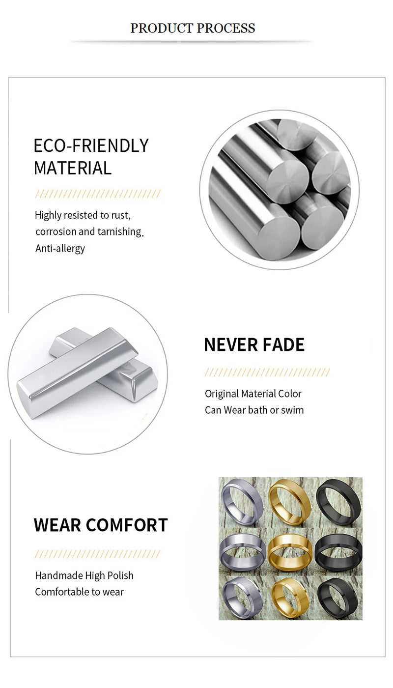 Men's Titanium Steel Ring – Classic Black Wedding Band