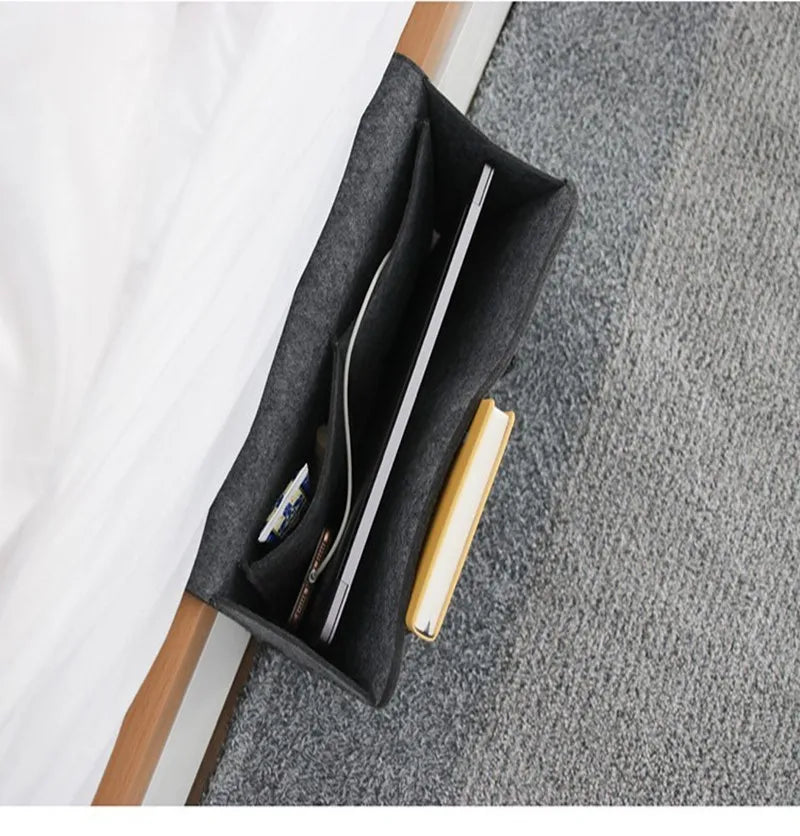 Storage Hang Bag Felt Dormitory Bed Sofa Bedroom Carpet Store Content For CD Magazines, Stationery Pad Mobile Phones Sundries