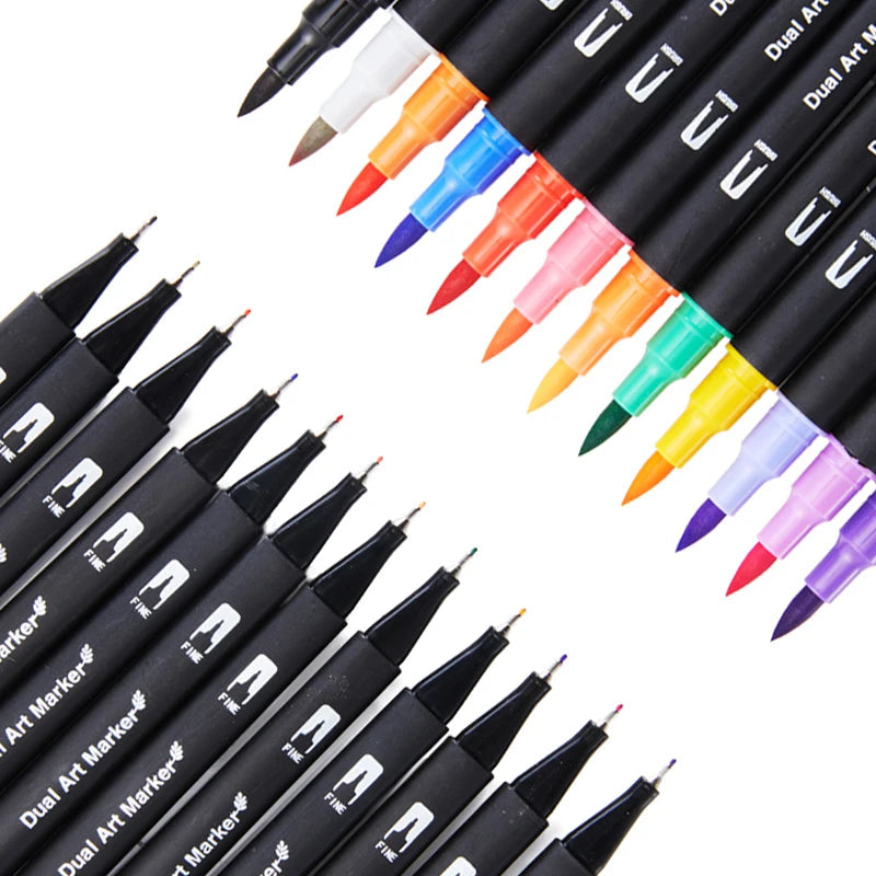 Watercolor Art Markers Brush Pen Dual Tip Fineliner Drawing for Calligraphy Painting 12/48/60/72/100/132 Colors Set Art Supplies