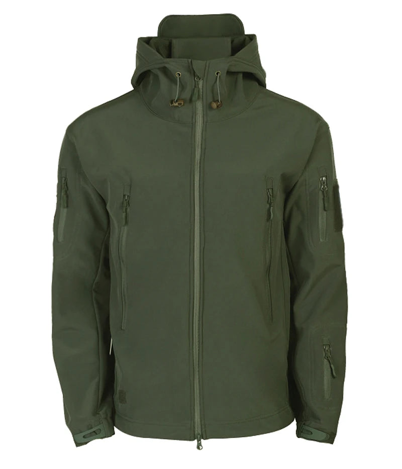 Men’s Tactical Waterproof Soft Shell Jacket with Hood – Windproof