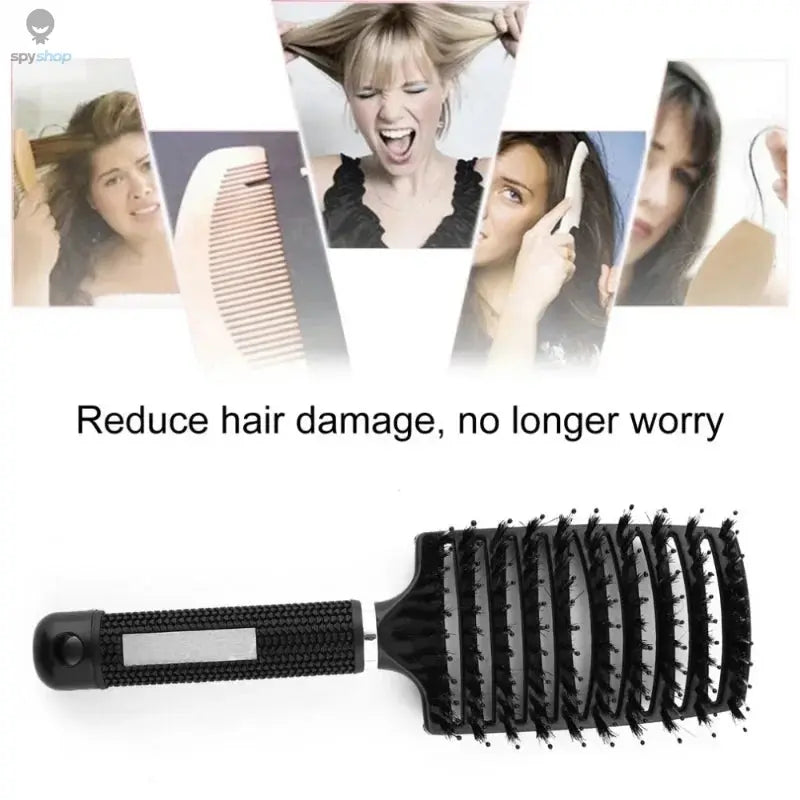 Hair Brush Exfoliating Hair Brush Bristle Women's Wet Curly Hair Comb Salon Hair Styling Tool,Special for Real Hair Wigs