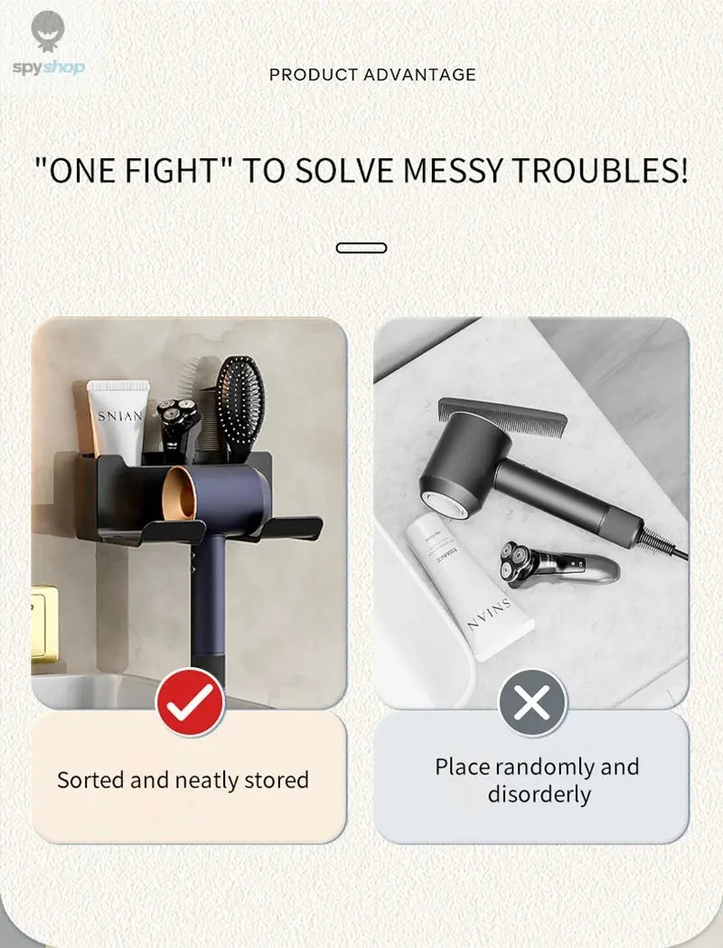 Hair Dryer Holder Wall Mounted Hair Straightener Dryer Hair Stand Bathroom Organizer Shelves Washroom Organization Shelves