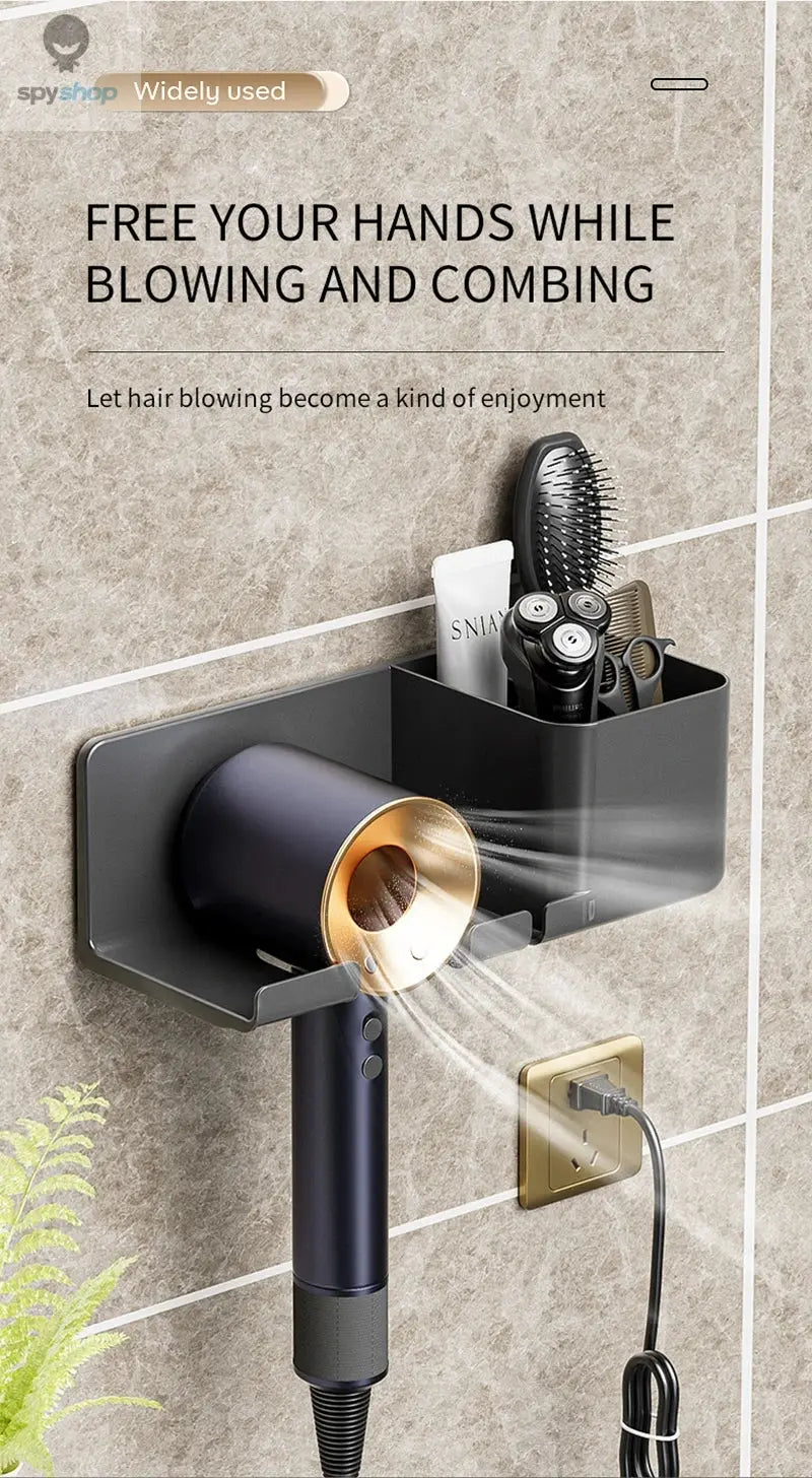 Hair Dryer Holder Wall Mounted Hair Straightener Dryer Hair Stand Bathroom Organizer Shelves Washroom Organization Shelves
