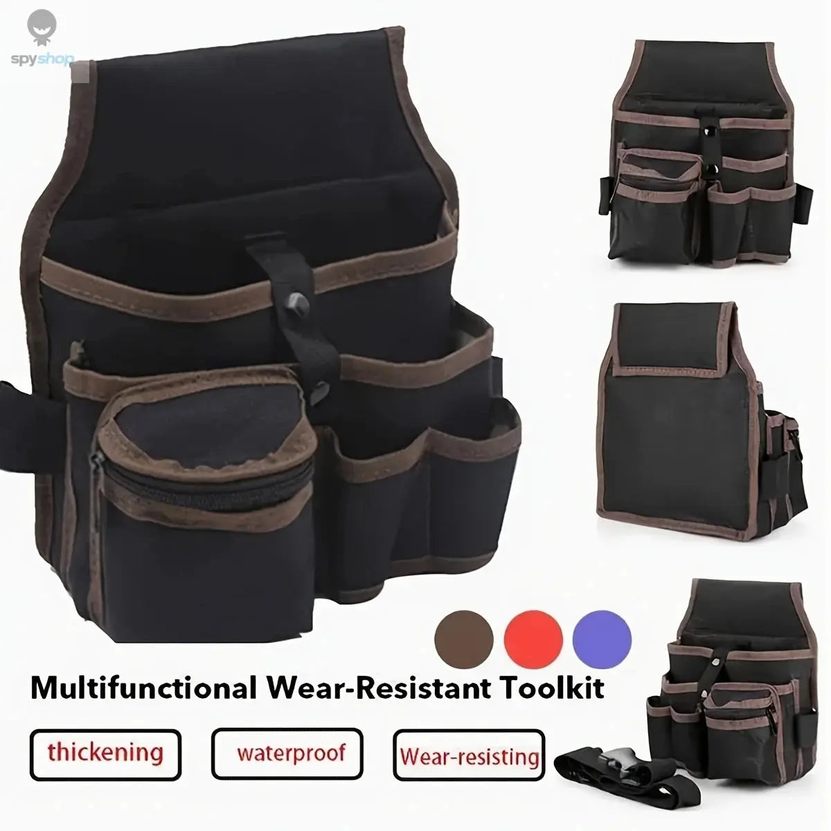 Hardware and electrician's tool bag, multi-purpose waist-hanging bag, maintenance bag, electrician's waist pack. One piece.