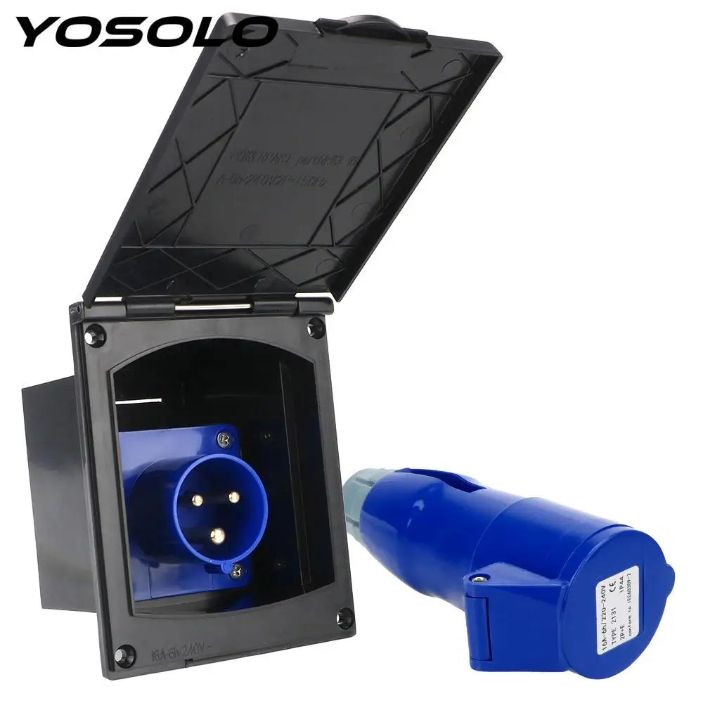 External Flush Hook Up for RV Camper Marine Motorhome Main Inlet Socket Plug Socket With Cover 220V-240V 16A