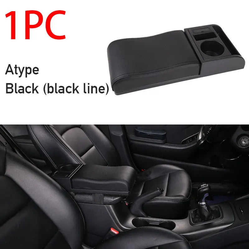 Universal Car Armrest with Cup Holder and USB Storage Box