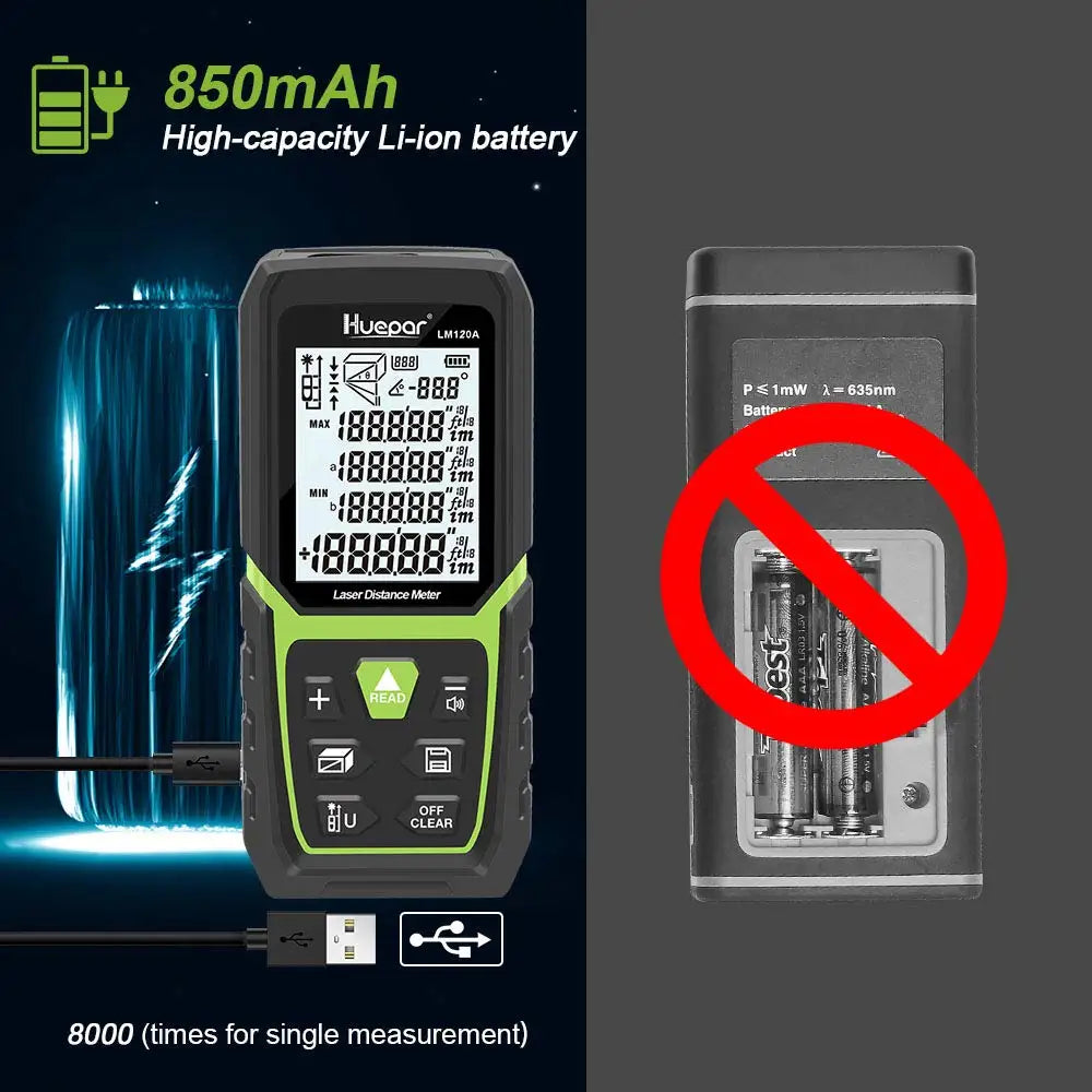 Rechargeable Laser Distance Meter with Angle Sensor