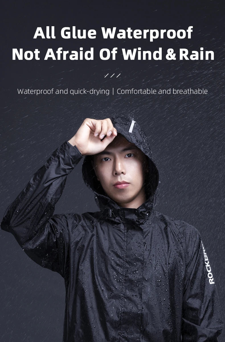 ROCKBROS Cycling Waterproof Jacket Men Breathable Reflective Hooded Raincoat Waterproof Outdoor Sport Windbreaker European Size