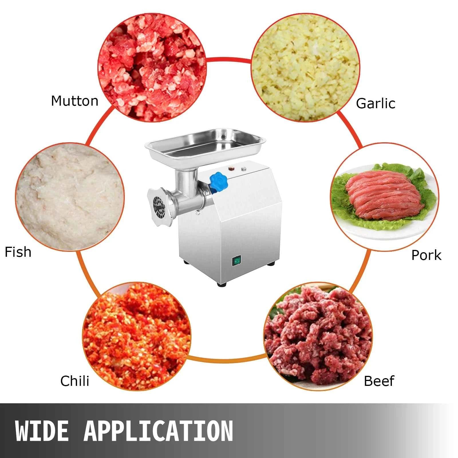 SucceBuy 250Kg/H Electric Meat Mincer Grinder 1100W Commercial Kitchen Chopper FoodProcessor SausageMaker Machine Home Appliance