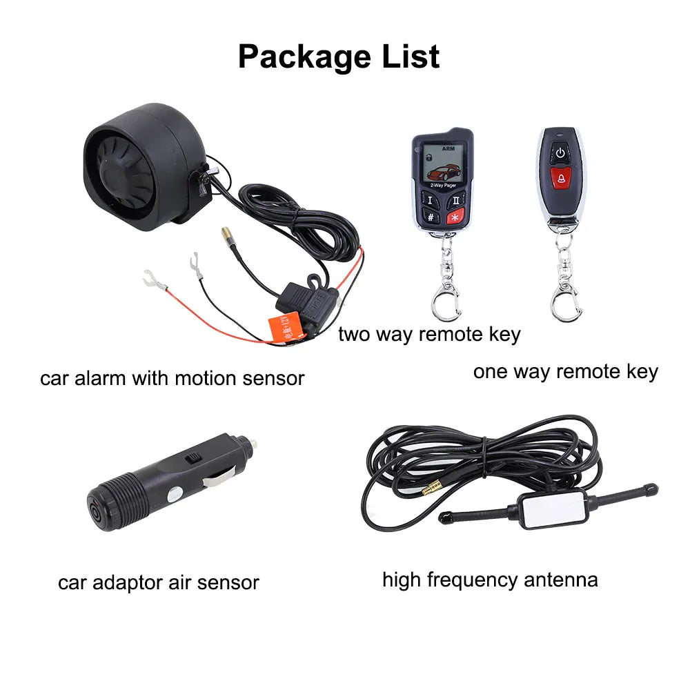 Wireless Two-Way Car Alarm System with LCD Remote & 1000m Range