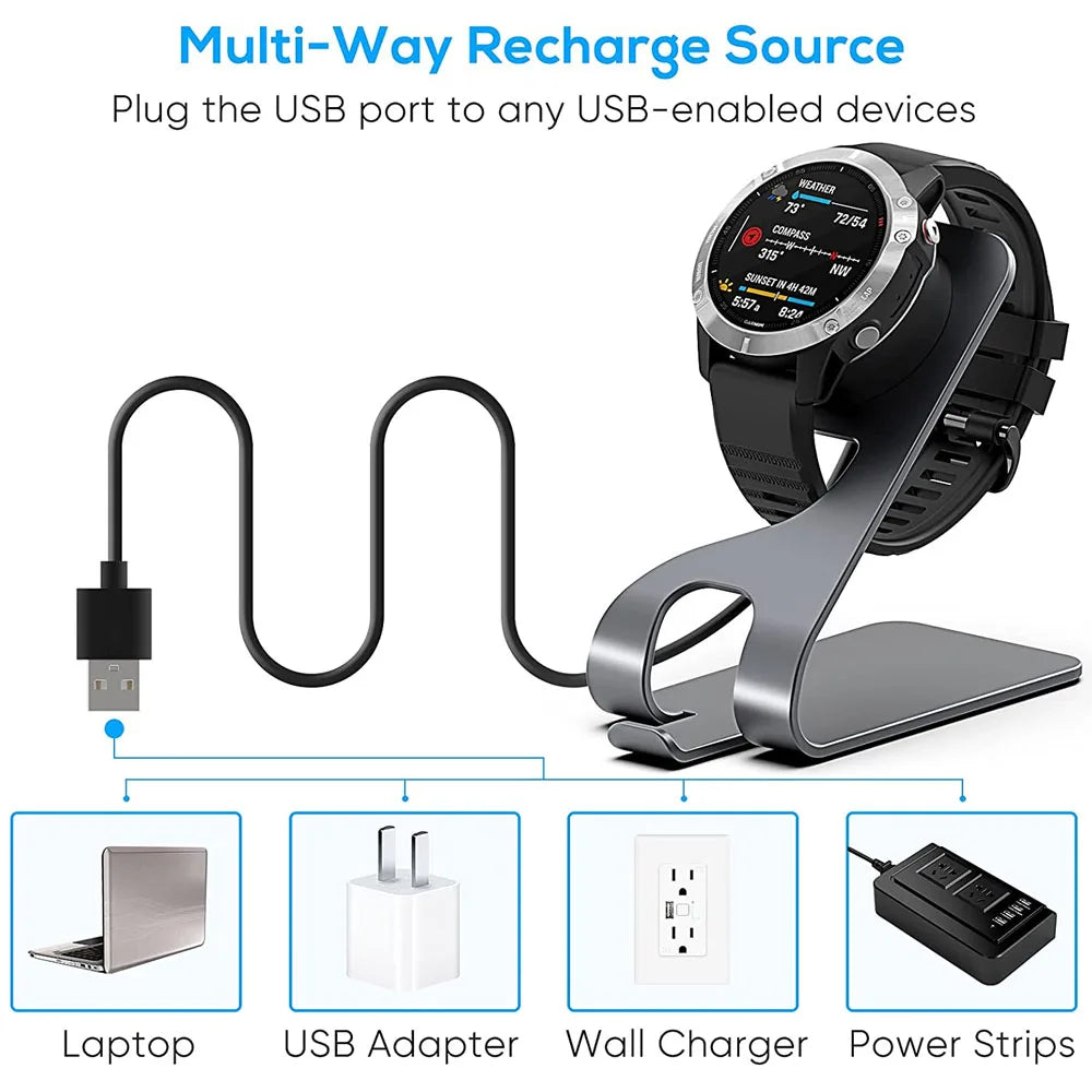 Lader for Garmin Instinct/ Vivoactive 3 4 4S Fenix 8/5 Plus/6 6X Pro/ 7 7S 7X, lading av Forerunner 245 645 og Garmin Venu 2 2S