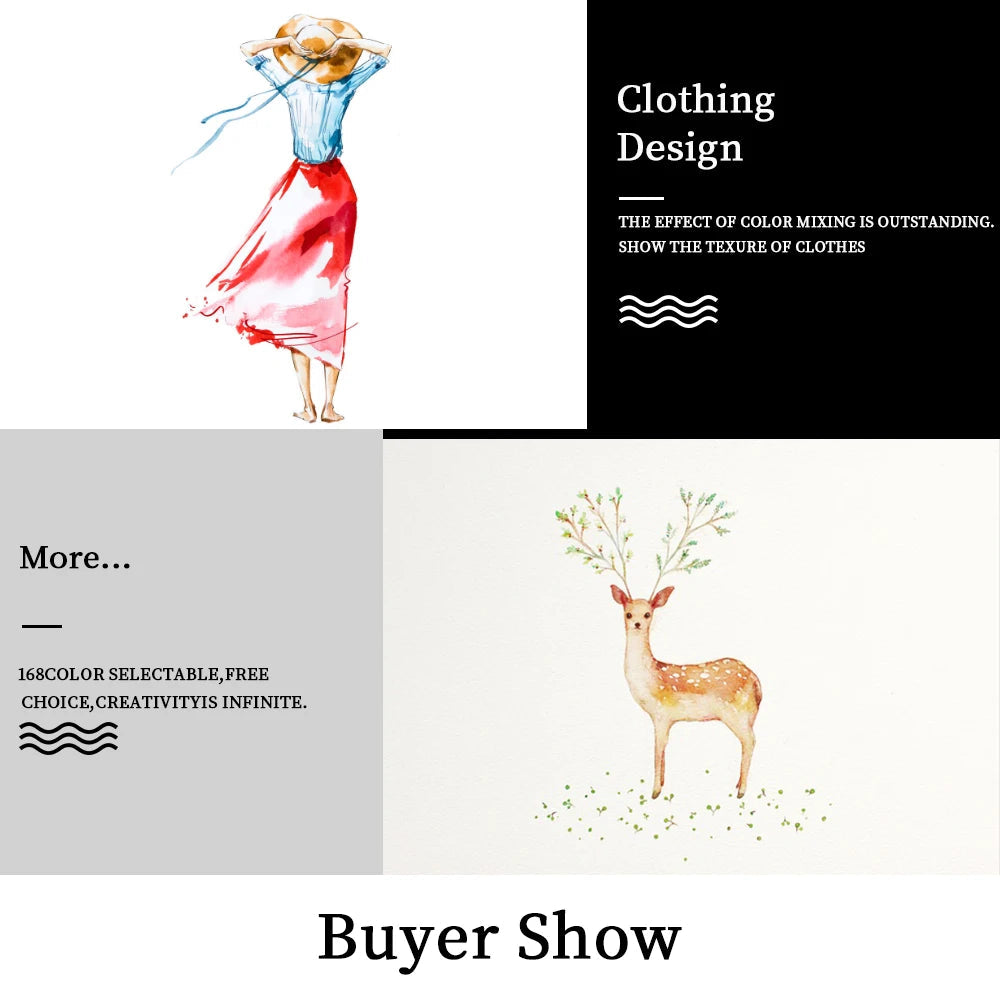 Watercolor Art Markers Brush Pen Dual Tip Fineliner Drawing for Calligraphy Painting 12/48/60/72/100/132 Colors Set Art Supplies