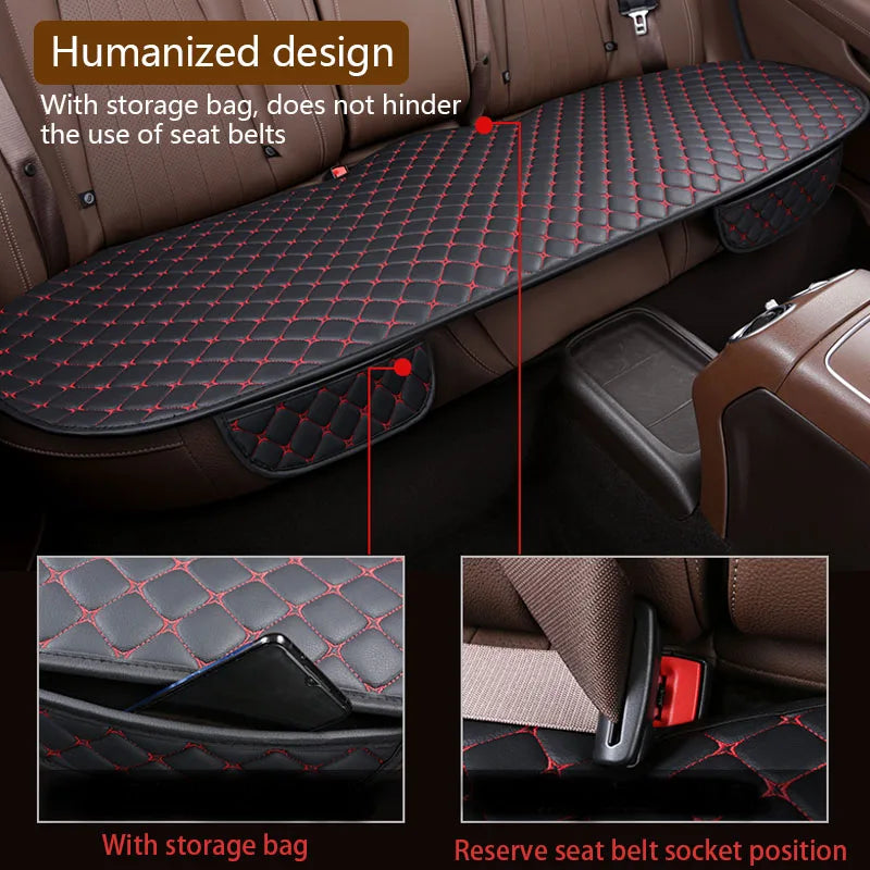 SEAMETAL Car Seat Cover with Backrest Pad PU Leather Vehicle Seat Protector Anti Slip Chair Mat Universal for Sedan Suv Truck