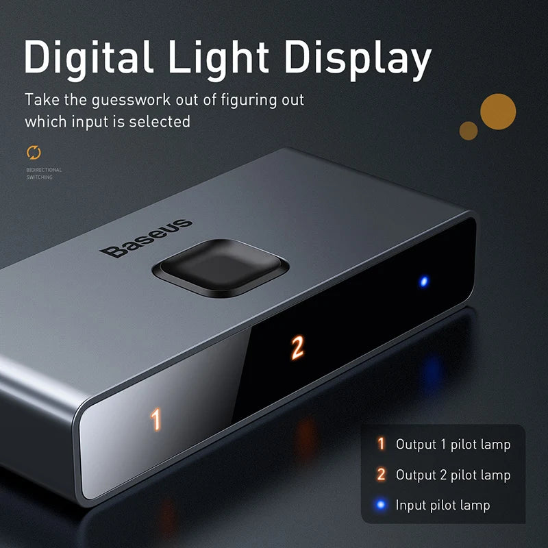 4K HDMI prepínač obojsmerný 2-v-1 rozdeľovač pre TV, PS4, PC