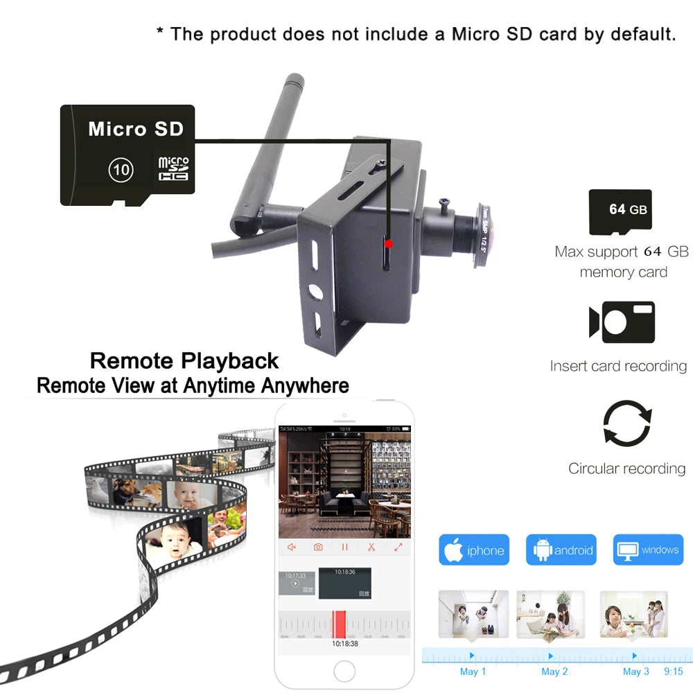 Mini WiFi Security Camera 1080P with 180° Panoramic View & Audio