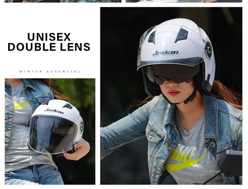 Motorbike Casco Go Kart Scooter Motor Van Motorcycle Dual Lens Vintage Helmets Four Seasons Racing Half Helmets Casque Helmet